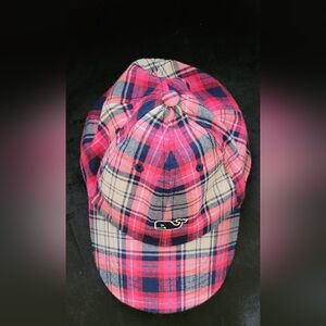 Vineyard Vines Preppy Pink Madras Plaid Baseball Cap Hat